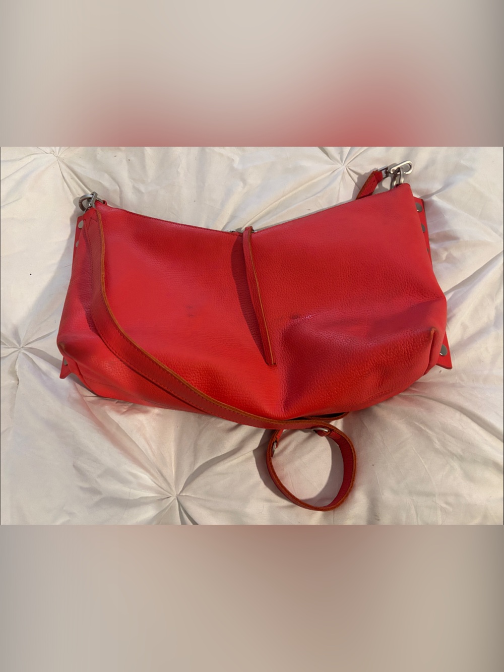 Hammitt Mr G Vibrant Red Pebbled Leather Shoulder Bag